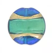 Bombata Murano aquamarina cerchiata di oro mm. 23 x1