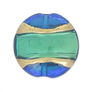Bombata Murano aquamarina cerchiata di oro mm. 23 x1