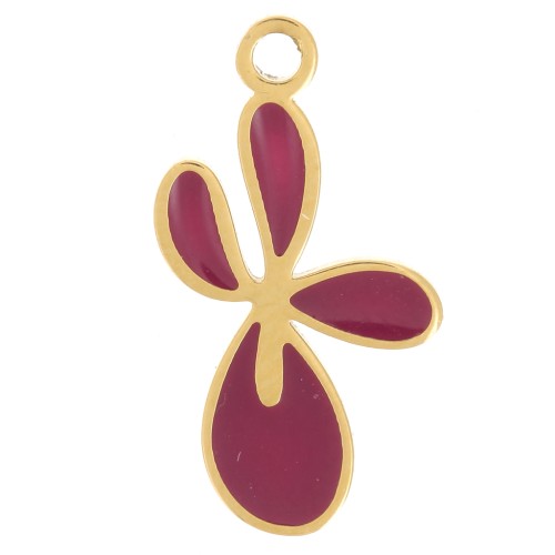 Ciondolo Fleur de Lys 16x9 mm con resina epossidica - Acciaio inossidabile 316L oro - Plum x1