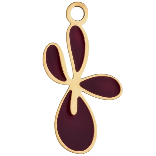 Ciondolo Fleur de Lys 16x9 mm con resina epossidica - Acciaio inossidabile 316L oro - Plum x1