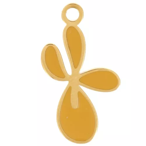 Ciondolo Fleur de Lys 16x9 mm con resina epossidica - Acciaio inossidabile 316L oro - Ocra x1