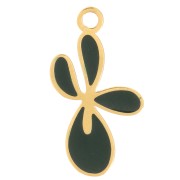 Ciondolo Fleur de Lys 16x9mm con resina epossidica - Acciaio 316L oro - Verde scuro