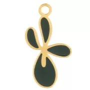 Ciondolo Fleur de Lys 16x9mm con resina epossidica - Acciaio 316L oro - Verde scuro