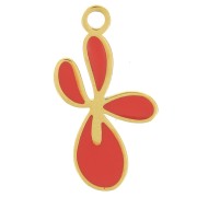 Ciondolo Fleur de Lys 16x9 mm con resina epossidica - Acciaio inossidabile 316L oro - Rosso x1
