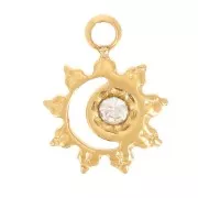 Mini ciondolo a forma di sole da 7 mm con strass - Acciaio inossidabile 304 Dorato x1