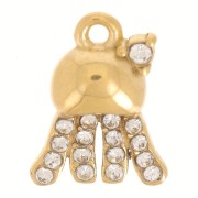 Ciondolo medusa 12x9 mm con strass - Acciaio inossidabile 316L oro x1