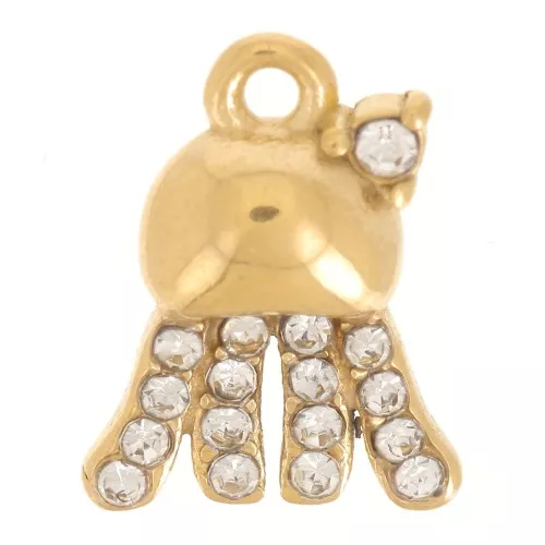 Ciondolo medusa 12x9 mm con strass - Acciaio inossidabile 316L oro x1