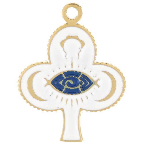 Pendente occhio 20x15 mm con resina - Acciaio inossidabile 316L oro x1