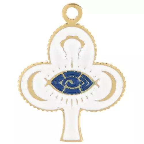 Pendente occhio 20x15 mm con resina - Acciaio inossidabile 316L oro x1