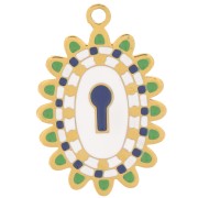 Pendente occhio ovale 20x13 mm con resina- Acciaio inox316L oro x1|raw }}