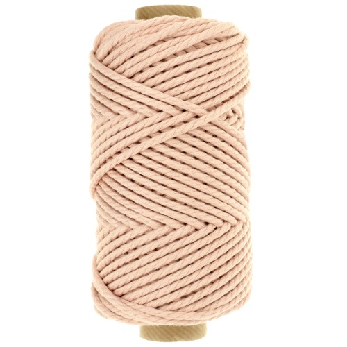 Bobina di corda per macramè in cotone 3 mm - Qualità - Rosa pallido x50m