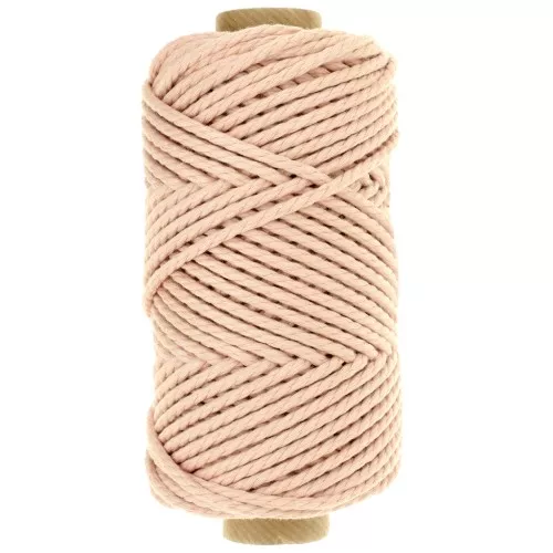 Bobina di corda per macramè in cotone 3 mm - Qualità - Rosa pallido x50m