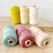 Bobina di corda per macramè in cotone 3 mm - Qualità - Rosa pallido x50m