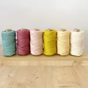 Bobina di corda per macramè in cotone 3 mm - Qualità - Aqua marine x50m