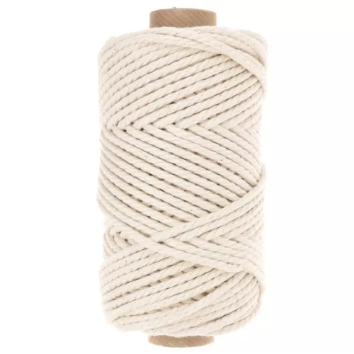Bobina di corda per macramè in cotone 3 mm - Qualità - Avorio x50m