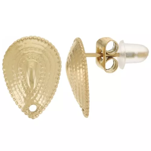 Orecchini a goccia 12x9 mm con foro - Acciaio inossidabile dorato 304L x2