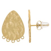 Orecchini a goccia martellati con 5 anelli 19x13 mm - Acciaio inox dorato 316L x2