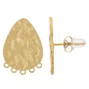 Orecchini a goccia martellati con 5 anelli 19x13 mm - Acciaio inox dorato 316L x2