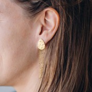 Orecchini a goccia martellati con 5 anelli 19x13 mm - Acciaio inox dorato 316L x2