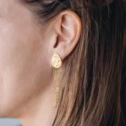 Orecchini a goccia martellati con 5 anelli 19x13 mm - Acciaio inox dorato 316L x2