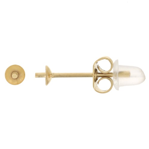 Orecchini per perle semi-perlate da 3 mm - acciaio inossidabile 303L dorato x2