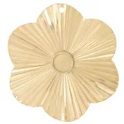 Pendente a fiore effetto plissettato 40mm cabochon da 6 mm Acciaio inos oro 304L
