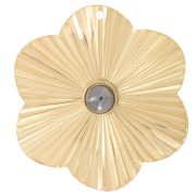 Pendente a fiore effetto plissettato 40mm cabochon da 6 mm Acciaio inos oro 304L