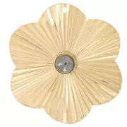 Pendente a fiore effetto plissettato 40mm cabochon da 6 mm Acciaio inos oro 304L