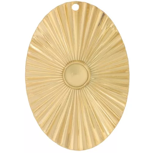 Pendente ovale effetto plissettato 40x28mm cabochon da 6mm Acciaio inos oro 304L
