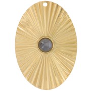 Pendente ovale effetto plissettato 40x28mm cabochon da 6mm Acciaio inos oro 304L