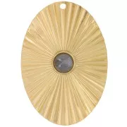 Pendente ovale effetto plissettato 40x28mm cabochon da 6mm Acciaio inos oro 304L