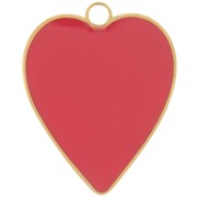 Pendente cuore 24x19 mm con resina- Acciaio inossidabile 316L oro - Rosso x1