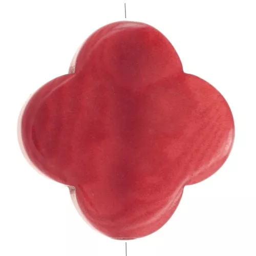 Perlina Tagua - forma a trifoglio 14 mm - Rosso x1