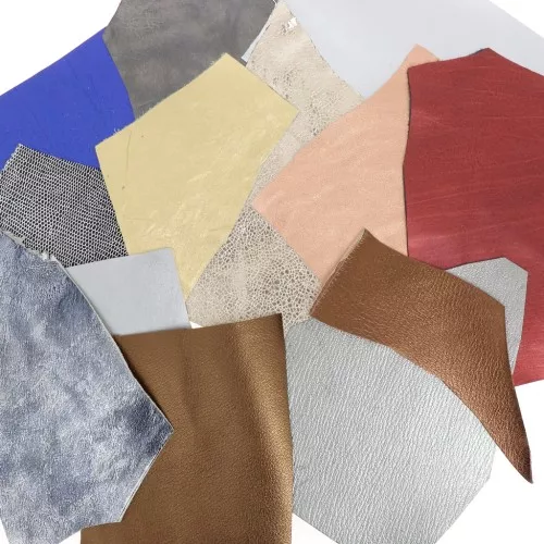 Ritagli di pelle di lusso di varie dimensioni/texture metallizzati x200g