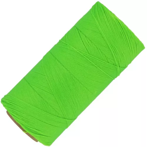 Bobina di filo cerato Linhasita per micro macramè 0,35 - Fluo Green (329) x448m
