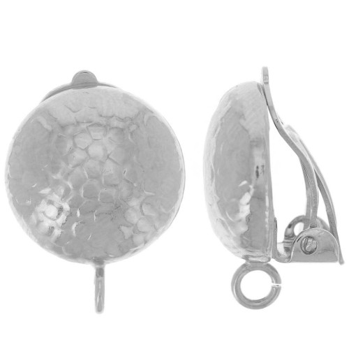 Clip per orecchie a mezza sfera design serpente 14 mm anello aperto Placcatura argento fine x2
