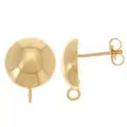 Orecchini a perno a mezza sfera da 14 mm con openoop - Dorato con oro fino x2