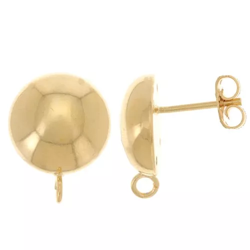 Orecchini a perno a mezza sfera da 14 mm con openoop - Dorato con oro fino x2