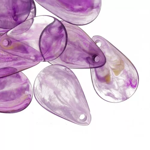 Zecchini petalo di fiore curvo da 24,5 mm in acrilico - Marmo viola scuro x6