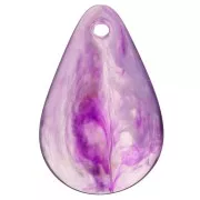 Zecchini petalo di fiore curvo da 24,5 mm in acrilico - Marmo viola scuro x6