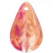 Zecchini petalo di fiore 24,5mm in acrilico marmorizzato arancione - fucsia x6