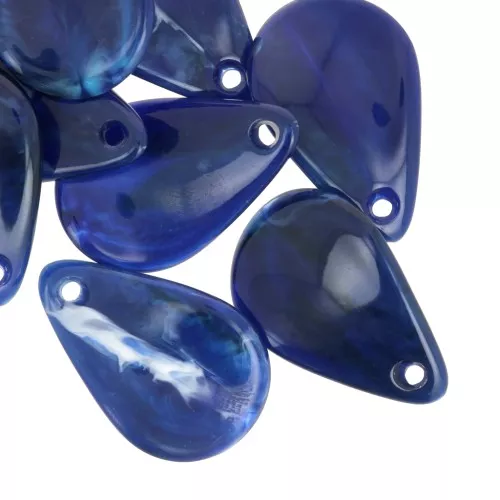 Zecchini petalo di fiore curvo da 24,5 mm in acrilico - Blu notte Marmo x6