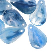 Zecchini a forma di petalo di fiore curvo da 24,5 mm in acrilico - Azzurro Marmo x6