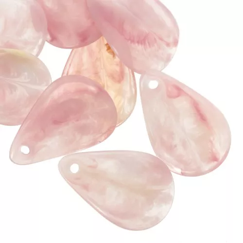 Zecchini a petali di fiori curvi da 24,5 mm in acrilico - Marmo rosa antico x6
