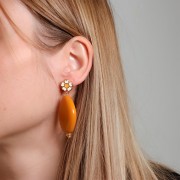 Perla acrilica piatta 30x23 mm - Red Marble x1