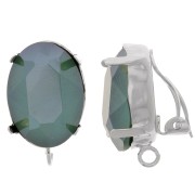Clip per orecchie per cabochon 18x13mm ad anello aperto Placcatura argento fine x2
