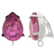 Clip orecchie con cabochon pera 18x13mm ad anello aperto Placcatura in argento x2