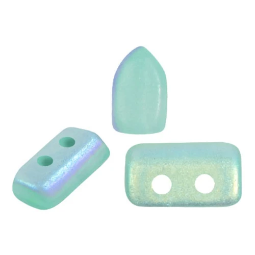 Perle di vetro Piros® da Puca® 2x5 mm - Blue Green Opal AB Mat x10g