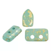 Perle di vetro Piros® da Puca® 2x5 mm - Blue Green Opal Mat Gold Splash x10g