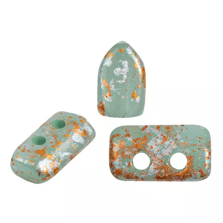 Perle di vetro Piros® da Puca® 2x5 mm - Blue Green Opal Tweedy x10g